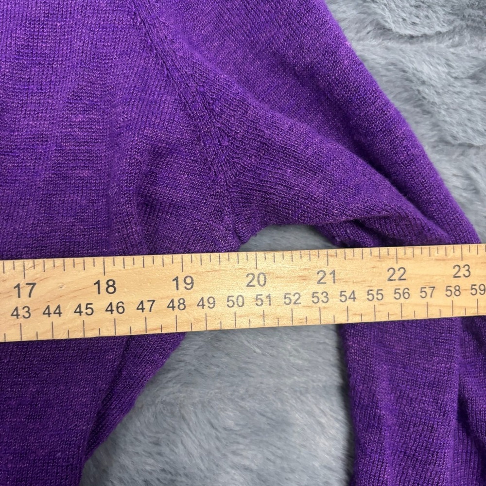 Kasper Womens Purple Open Front Longline Cardigan Sweater Size L 3/4 Sleeve - Picture 4 of 6